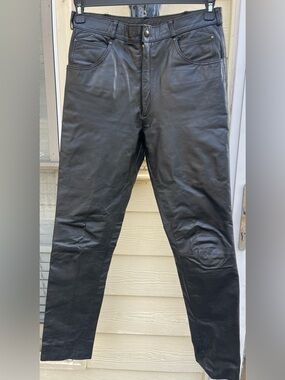 Vintage JUANENTINO Made In Spain Black Leather Pants Sz 32